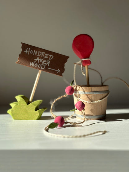 Balloon, Apple Garland, Bucket and Sign